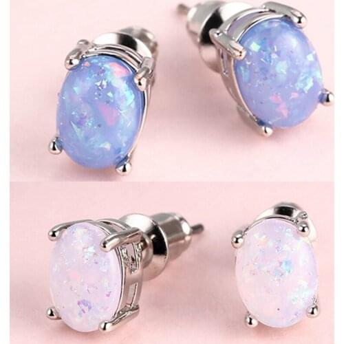 1 Pair Of Luxurious Exquisite Large Crystal Earrings Cute 4 Color Oval Stone Earrings Geometric Earrings Party Wedding Gift