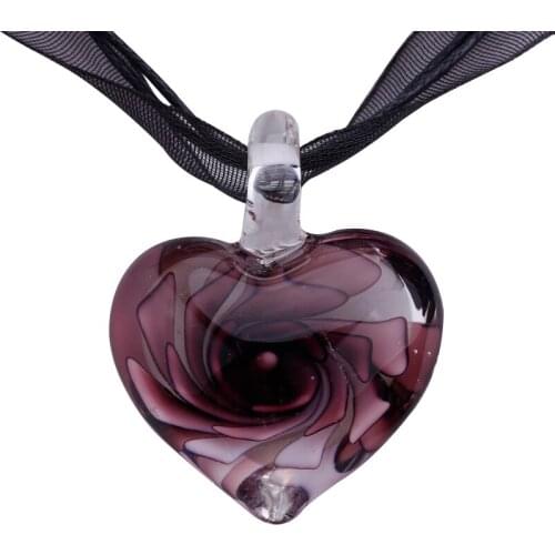 12Pcs/Lot Heart Lampwork Murano Glass Bead Pendant Necklace 28mm CHIC