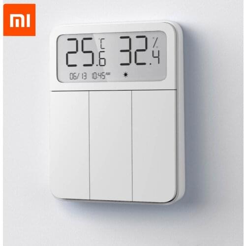 2021 Xiaomi Mijia Smart Screen Display Wall Switch Three Open Wireless Key Switch With Temperature Humidity Display APP Control