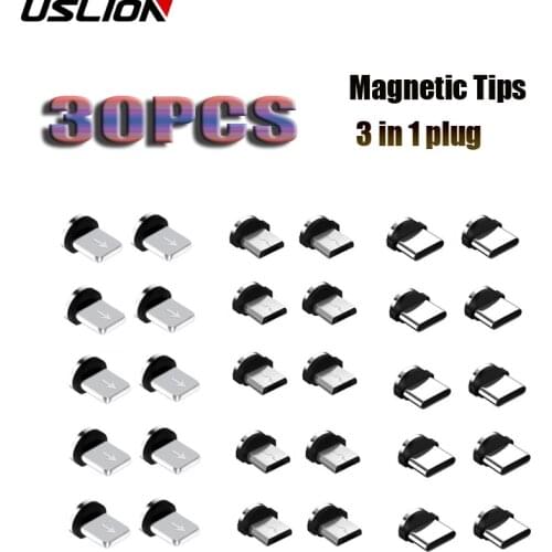 30pcs for Mobile Phone Replacement Parts Easy Operate Durable Converter 360 Degree Rotation Magnetic Tips Charging Cable Adapter