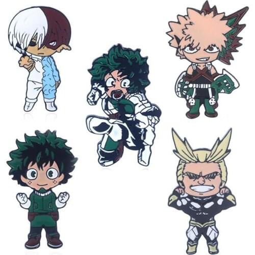 Anime My Hero Academia Midoriya Izuku Bakugou Katsuki Todoroki Shoto All Might Cartoon Enamel Alloy Badge Brooch Pin Accessories