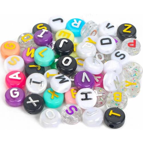 26 Styles Convex Letter Acrylic Beads Charm Round Loose Spacer Beads For Jewelry Making Needlework Diy Bracelet Accessories