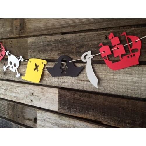 Skull, Pirate Hat, Map, Sword birthday banners baby shower buntings nursery room party garlands photobooth backdrops