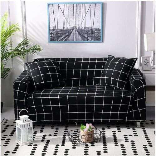 Black And White Plaid Sofa Cover For Living Room Stretch Slipcovers Elastic Sectional Sofa Cover Couch Cover Sofa Chaise Cover