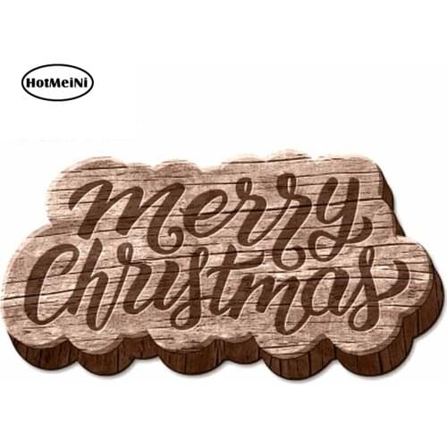 HotMeiNi 13cm x 6.8cm for Merry Christmas Wood Car Truck Decal Fashion Fine Stickers Suitable for All Types of Vehicles Anime