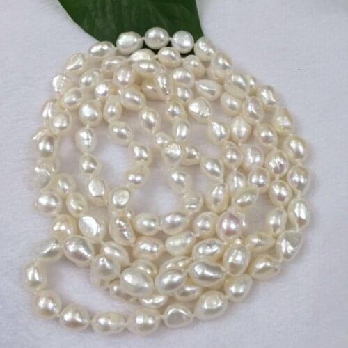 NEW long 48 "8-9mm natural Irregular shape baroque White pink black multicolor freshwater pearl necklace