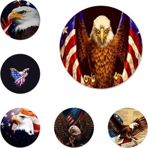 Eagles Flag of United States American Icons Pins Badge Decoration Brooches Metal Badges For Clothes Backpack Decoration 58mm