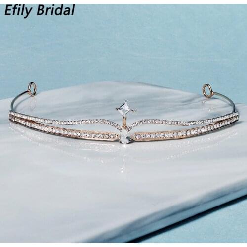 Efily Rhinestone Crown Headband Bridal Wedding Tiaras and Crowns for Women Hair Accessories Party Hair Jewelry Bride Headpiece