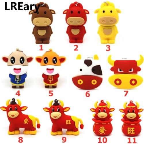 Cartoon Bull Pendrive Cow 4GB USB Flash Drives 8GB 16GB 32GB 64GB 128GB Cute Animal Cattle Memory Stick Mini Pen Drive U Disk
