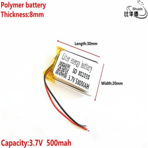 Good Qulity 3.7V,500mAH 802030 Polymer lithium ion / Li-ion battery for tablet pc BANK,GPS,mp3,mp4