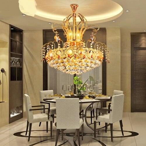 Creative gold crystal lamp k9 European restaurant crystal living room Pendant Lights personalized warm bedroom lamp aisl ZCL