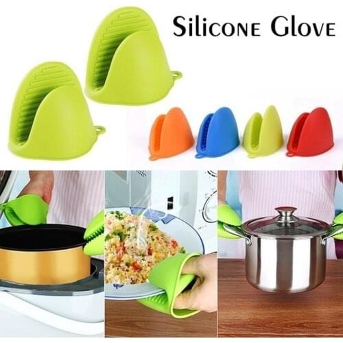 Kitchen Cooking Microwave Oven Mitt Insulated Non-slip Silicone Gloves Oven Heat Insulated Finger Gloves