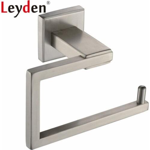 Leyden Premium SUS 304 Stainless Steel Brushed Nickel Towel Ring Towel Hanger Wall Mounted Square Style Bathroom Accessories