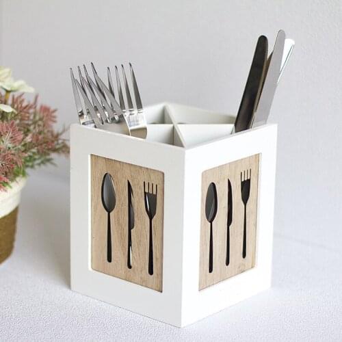 Multifunctional Wooden Storage Box Tableware Spoon Fork Storage Holder Box Four Layer Organizer Racks for Kitchen Home Decor