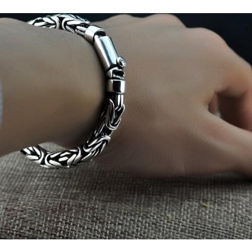 BOCAI New Solid 100% S925 pure silver bracelet for Woman and Man handmade silver peace pattern man bracelet