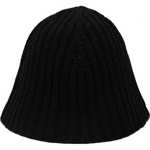 Solid Color Women Winter Warm Knitted Basin Cap Japanese Bucket Fisherman Hat