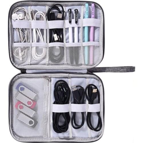 Desk Organizer Electronic Digital Storage Bag Cationic Polyester Data Cable Multi-function Flat Digital Bag Drawer Organizer