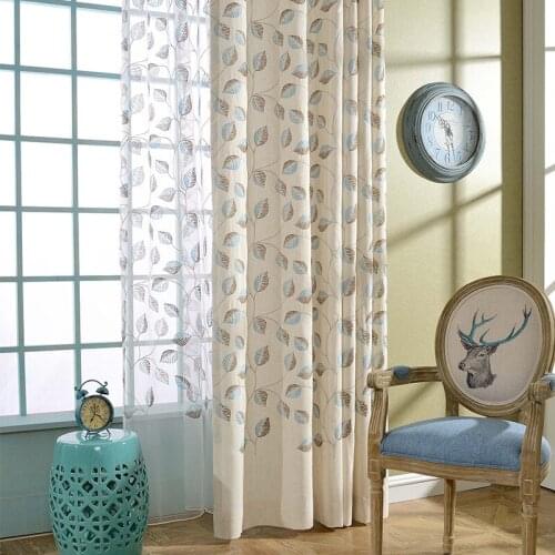 Fallen Leaves Know Autumn Curtain Fabric Cotton Linen Embroidered Curtains for Living Dining Room Bedroom