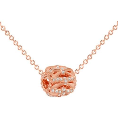 Rose Gold Necklace Bowknot Inset Crystal Rhinestone Necklace For Women