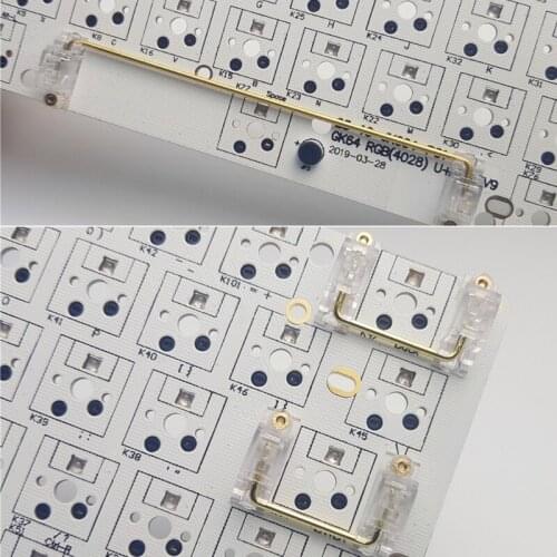 PCB Mounted Screw-in Clear Gold Plated Cherry Stabilizers Satellite Axis 6.25u 2u For Mechanical Keyboard Modifier Keys