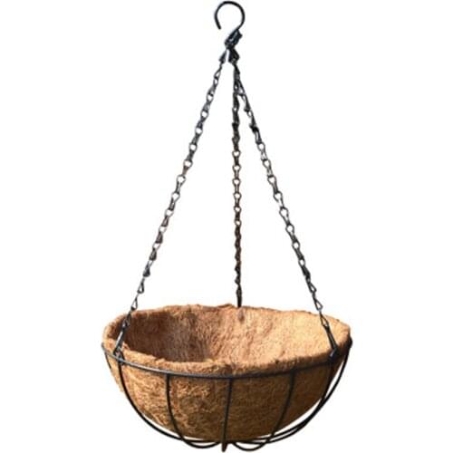 Hanging Flower Basket Round Flowerpot Garden Plant Basket Iron Hanging Chain Flower Planter Pots Home Decor