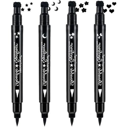 Eyeliner Stamp Waterproof Makeup Cosmetic Eye Liner Pen Black Liquid Flower sample Double-head Eyeliner 5-style optional TSLM1