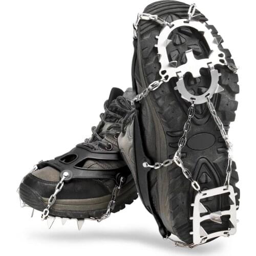 Anti-skid Portable TPE18-teeth Ice Snow Shoes Spike Grip Boots Chain Crampons Grippers Safe Shoe Cover Climbing Hiking