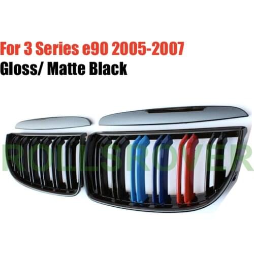 ROLLSROVER Front Bumper Grille Grill For For 3 Series e90 2005-2007 3 Colors Double Strip Car Styling