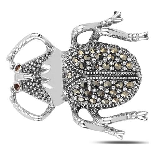 Silverlina Silver Marcasite Stone Insect Brooch