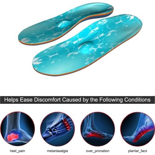 Blue Network Memory Foam High Arch Support Insole Flat Feet Foot EVA Orthopedic Inserted Insoles for Men and Women Sneaker Shoes