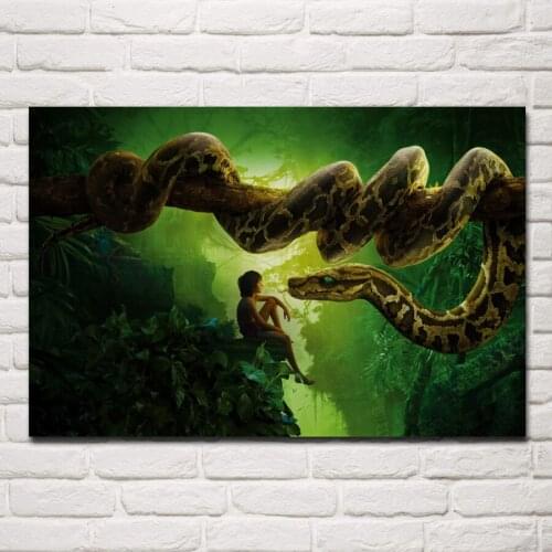 Creepy jungle fantasy huge snake nature boy KE163 living Room home wall art decor wood frame fabric posters prints
