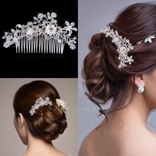 Rhinestone Crystal Bridal Hair Accessories Wedding Hair Comb Luxury Diamond Bride Headpieces Women Hair Pins Golden Jewelry