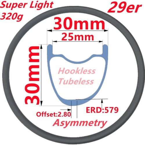 Super Light MTB Carbon Bike Rims Tubeless Hookless Wheel Rim Mountain Bicycle Disc Brake Asymmetric Carbon Rim