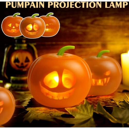 Halloween Pumpkin LED Night Light USB Chargeable Atmosphere Projection Lamp Animated Talking Pumpkin For Home Party Decoration