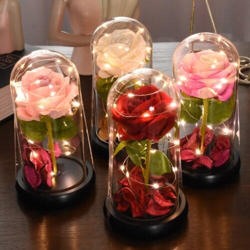 Eternal flower Ornaments Mothers Day Gifts Home Decor Wedding Eternal Galaxy Rose With Lights In Dome