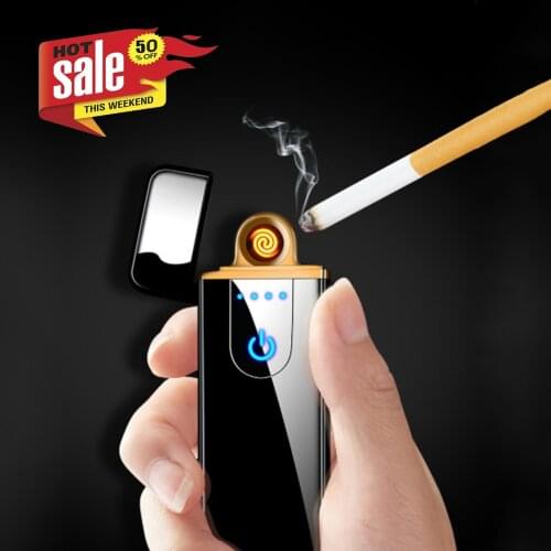 Windproof Electric Lighter Switch Touch Metal Cool Lighter USB Rechargeable Portable Lighter Household Smoking Accessories