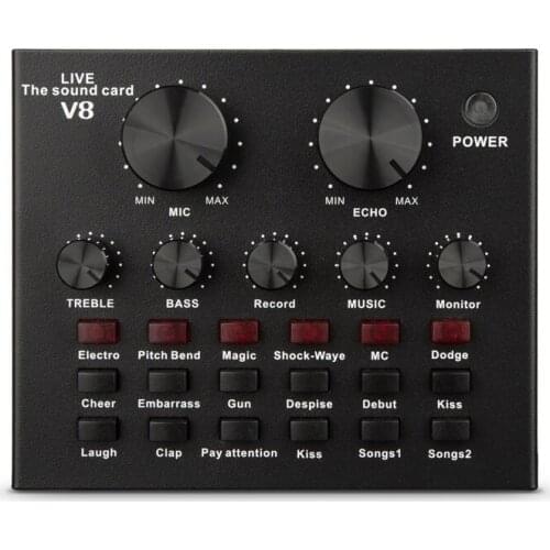High Quality V8 Recording Studio Audio Interface Live USB External Sound Card