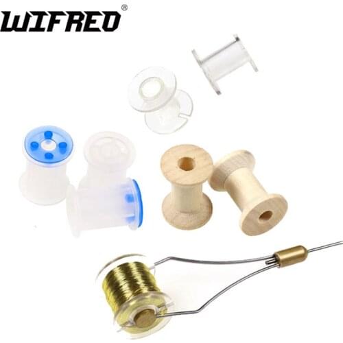 Wifreo 6pcs Plastic Fly Tying Thread Empty Bobbin Spools with Buckle Cap Fly Tying Material Spool Fishing Tackle Accessories