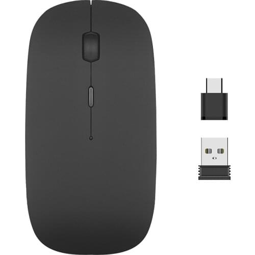Charging Type-c+USB Wireless Mouse 4-button Dual Receiver Mute Resolution 1600dpi Mouse 2.4GHz Transmission Rate Laptop Computer
