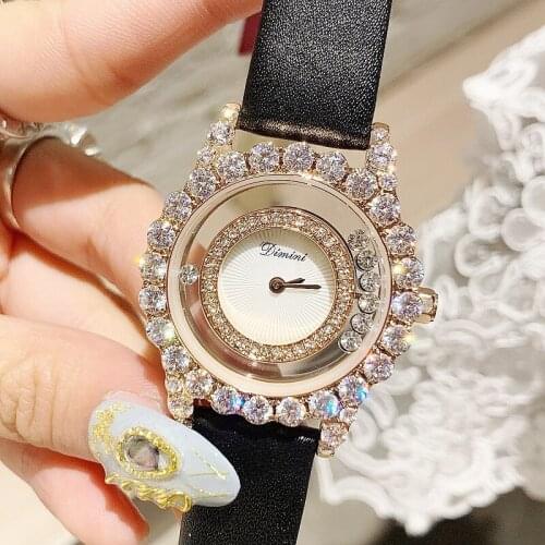 Top Luxury Rose Gold Diamond Women Watches Fashion Women Roll Drill Crystal Rhinestone Quartz Wristwatch Bracelet Ladies Watch