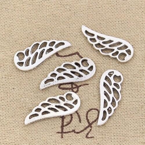 30pcs Charms Angel Wings 24x9mm Antique Silver Color Pendants DIY Crafts Making Findings Handmade Tibetan Jewelry