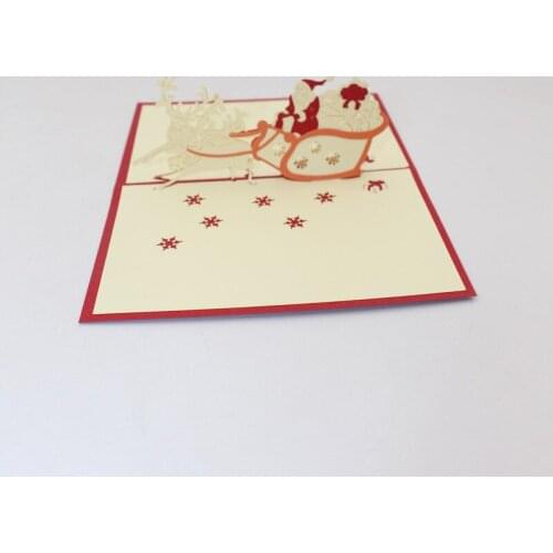 3D Handmade 2019 Christmas Sleigh Ride Reindeer Santa Claus Paper Greeting Card PostCard New Year Relative Friend Classmate Gift