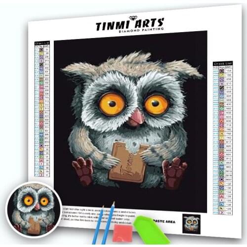 5D Full Round Diamond Painting Owl & Biscuit Pattern Embroidery Mosaic Cross Stitch Crafts Kit Animal Home Decor Gift