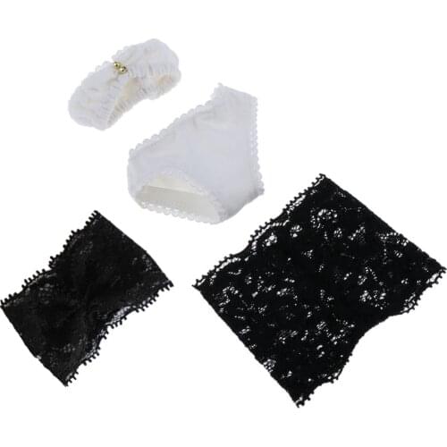 Doll Clothes Accessories - Lace Bra Underpants Outfit for 1/4 BJD SD, for Dollfie, for Young Impldoll, Black & White