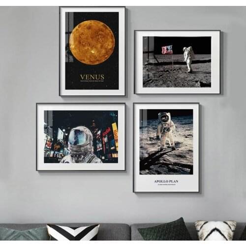 Astronaut Moon Mars Fashion Poster Universe Space Canvas Painting and Prints Wall Art Picture for Living Room Home Decoration