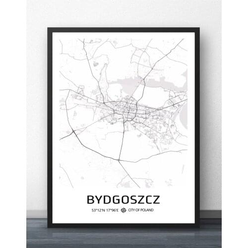 Bialystok Bydgoszcz Czestochowa Gdansk Gdynia Gliwice Katowice Kielce Krakow Poland City Map Poster Painting NoFrame