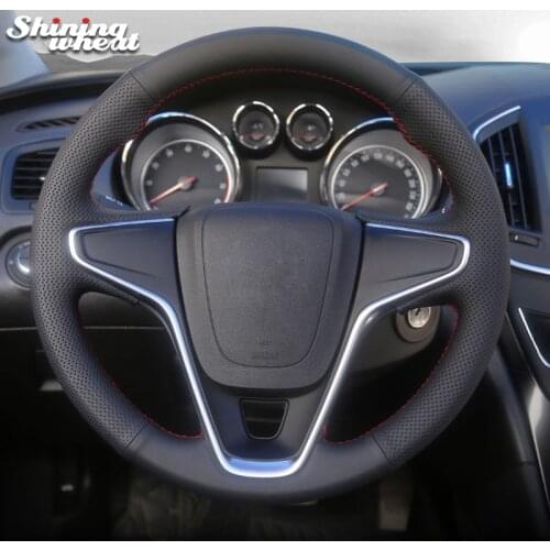 Shining wheat Black Genuine Leather Car Steering Wheel Cover for Buick Regal Opel Insignia 2014 2015