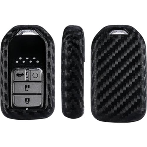 Carbon fiber silicone rubber car remote key fob cover case for Honda 2016 2017 CRV Pilot Accord Civic Fit Freed keyless