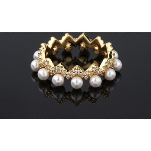 Elegant Pearl Ring Luxury Zircon Womens Wedding Trendy Jewelry Dazzling Cz Stone Modern Party Rings Anillos Zk30