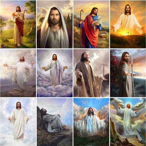 HUACAN Oil Painting By Numbers Jesus Acrylic Wall Art On Canvas Unique Gift Picture By Numbers Religion Figure For Living Room